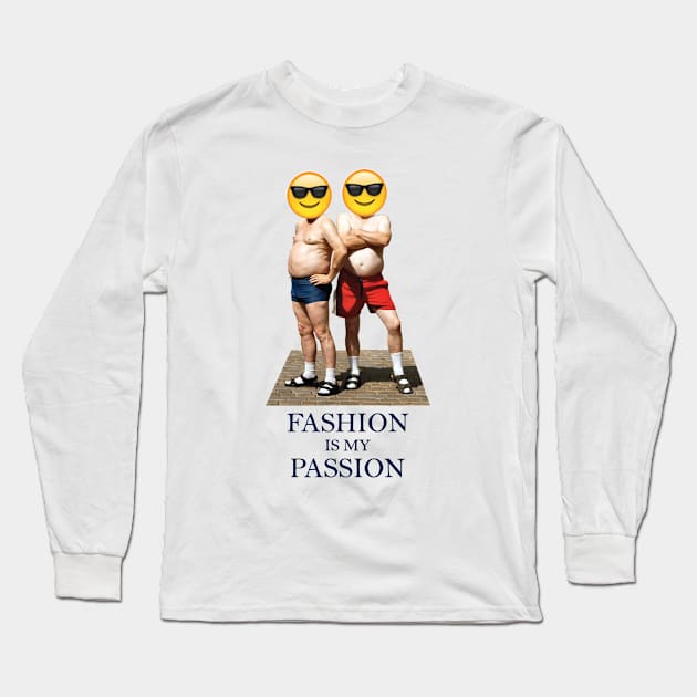 Fashion is My Passion, Funny picture with two men, socks and sandals. Long Sleeve T-Shirt by Stefan Balaz Design